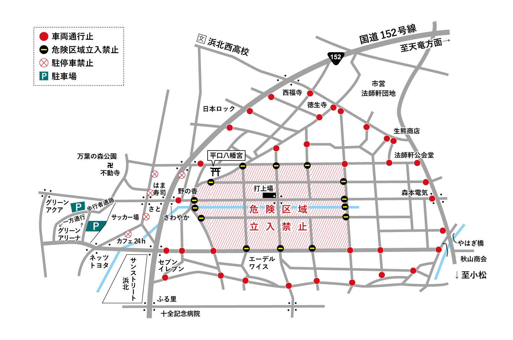 平口の花火の会場マップ